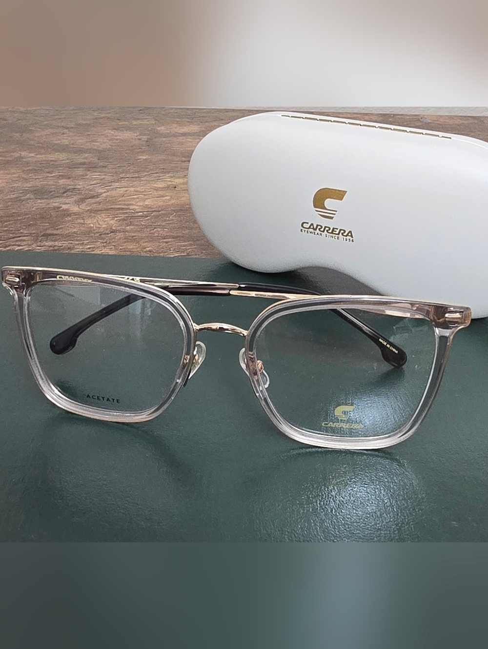 Carrera Clear & Gold Square Eyeglasses New - Picture 2 of 5